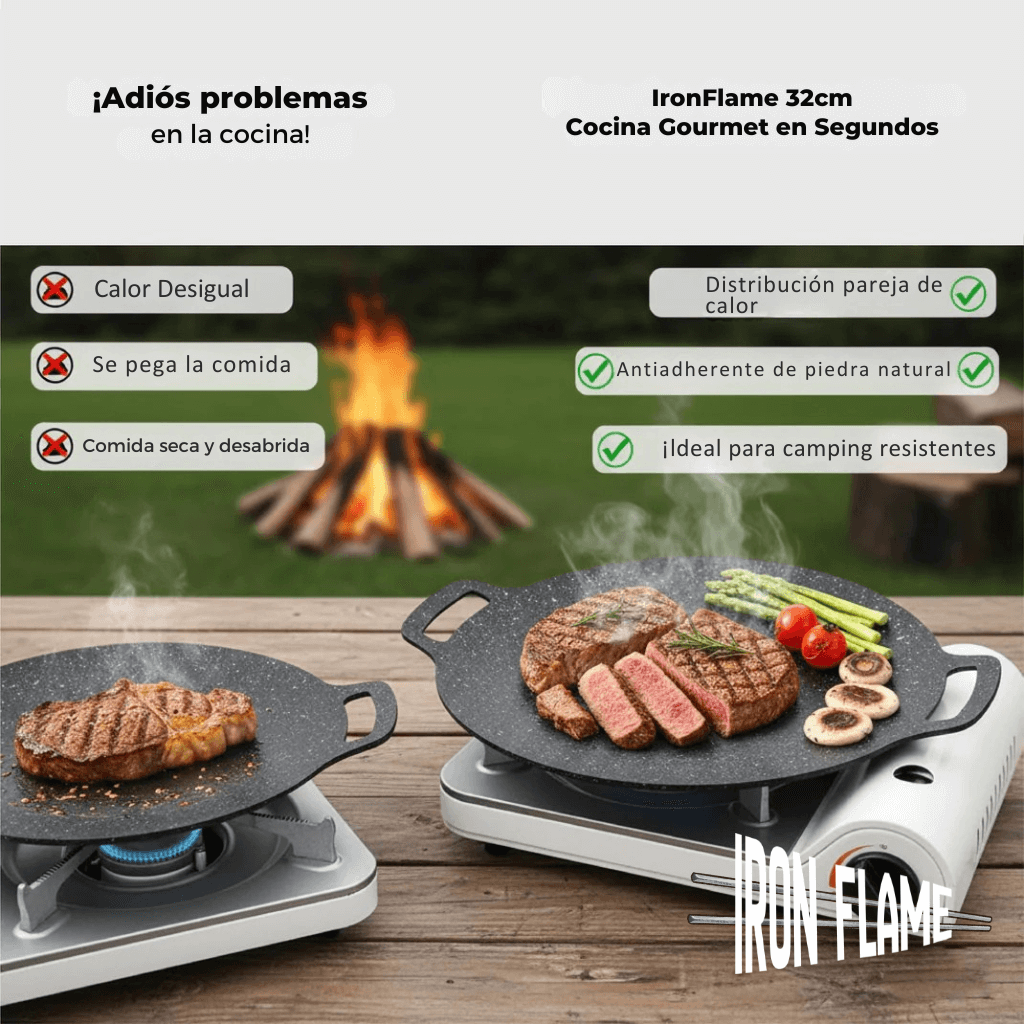 IronFlame 32cm - Eleva tus preparaciones a gas, parrilla y camping
