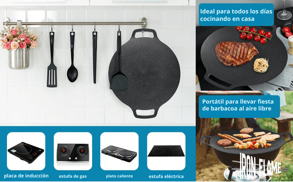 IronFlame 32cm - Eleva tus preparaciones a gas, parrilla y camping