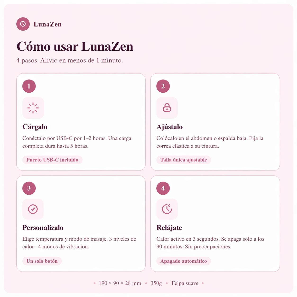 LunaZen — Alivia sus calambres en segundos, sin pastillas ni cables