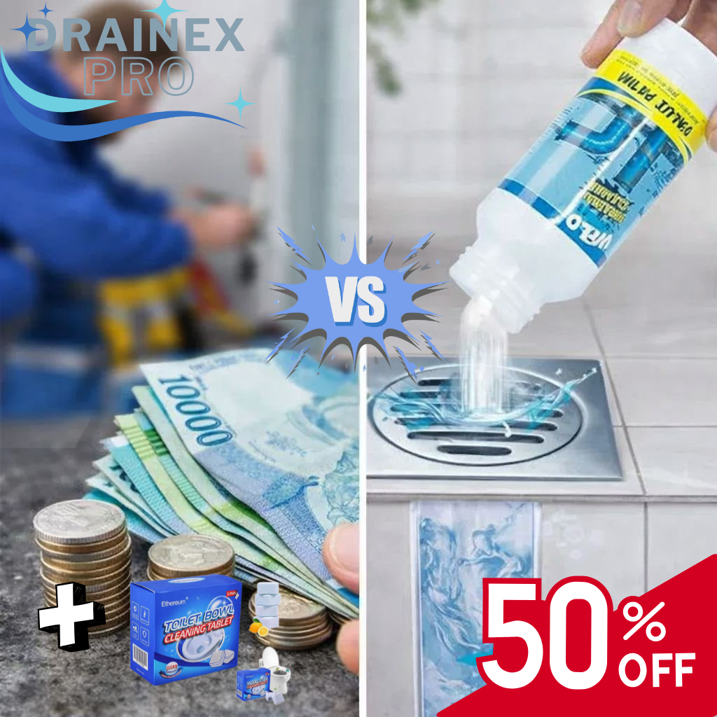 Drainex Pro -  Kit de Limpieza para Inodoro + 3x Destapador de Tuberías